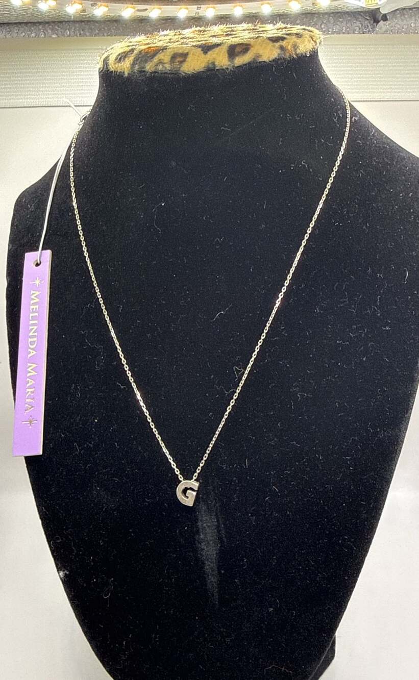 Melinda Maria G Initial Necklace Silver Plated Chain Pendant